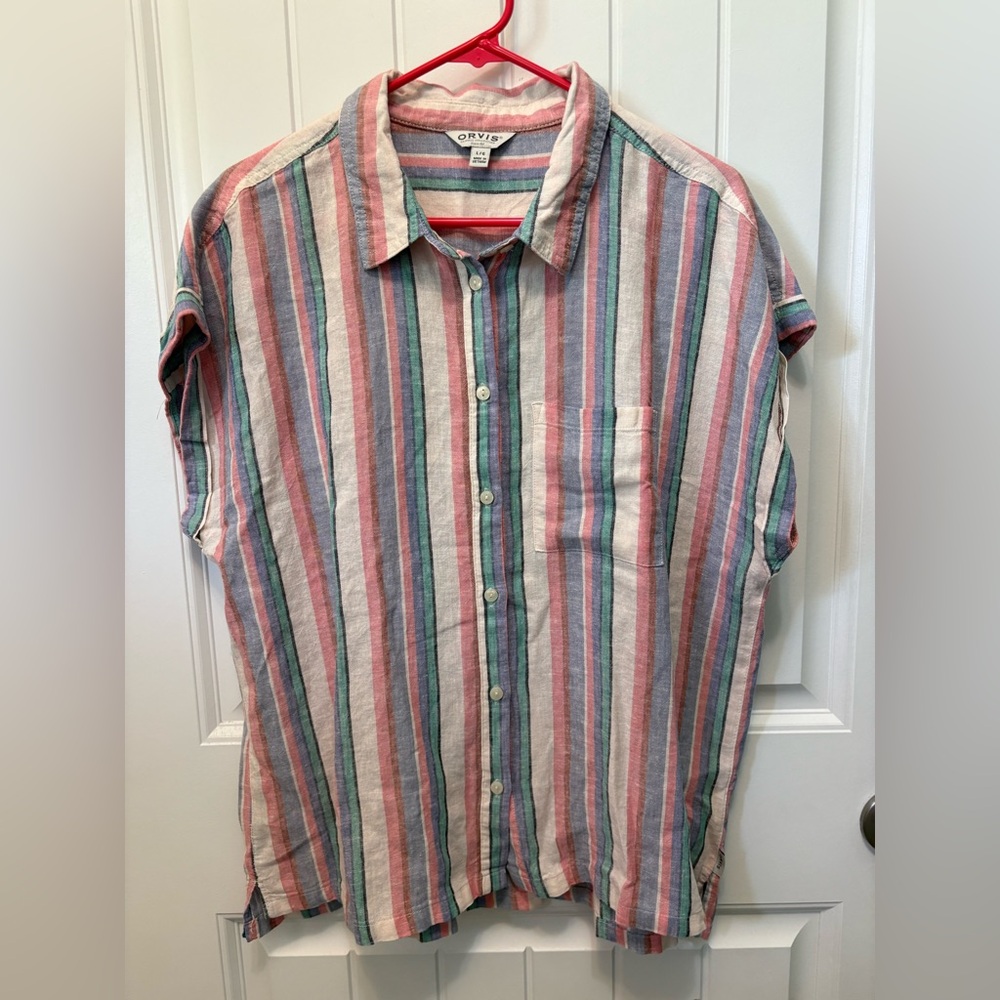 Orvis Multicolor Button-up Striped Shirt. Woman’s Size Large.